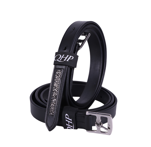 QHP STIRRUP LEATHER LUPINE BLACK/GREY