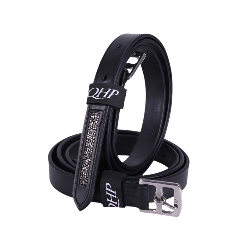 QHP STIRRUP LEATHER LUPINE BLACK/GREY