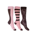 HKM RIDING SOCKS HOUSTON PINK/BROWN (3X)