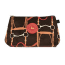 ADAMSBRO SOFT VELVET TOILETRY BAG BROWN BRIDLE DESIGN