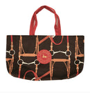 ADAMSBRO SOFT VELVET SHOPPING BAG BROWN BRIDLE DESIGN