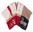 ADAMSBRO EQUI PONCHO CASHMERE NAVY RED