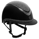 EQUESTRO HELMET WITH WIDE VISOR AND RHINESTONES BLACK/SILVER