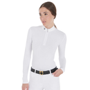 EQUESTRO SLIM FIT LONG SLEEVED COMPETITION POLO SHIRT WHITE