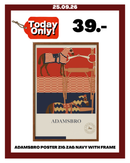 ADAMSBRO POSTER ZIG ZAG NAVY WITH FRAME