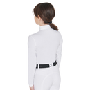 EQUESTRO SLIM FIT ANTI-UV COMPETITION POLO SHIRT LS JUNIOR WHITE