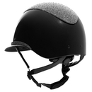 EQUESTRO HELMET WITH WIDE VISOR AND RHINESTONES BLACK/SILVER