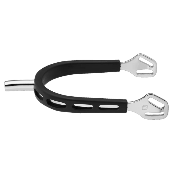 SPRENGER ULTRA FIT BLACK GRIP SPURS WITH BALKENHOL FASTENING - STAINLESS STEEL 25 mm FLAT