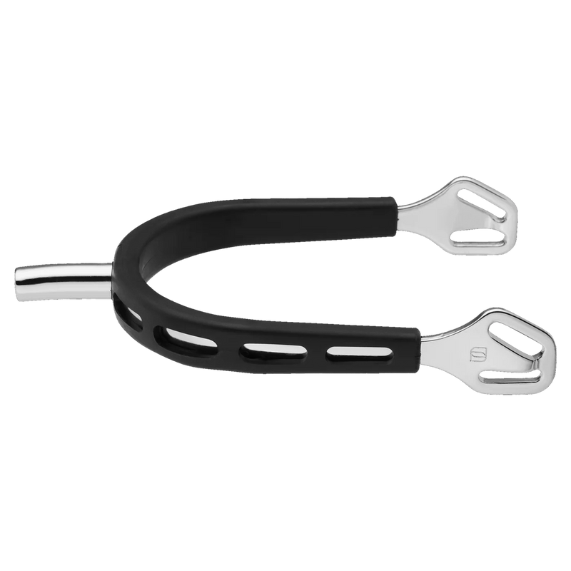 SPRENGER ULTRA FIT BLACK GRIP SPURS WITH BALKENHOL FASTENING - STAINLESS STEEL 25 mm FLAT