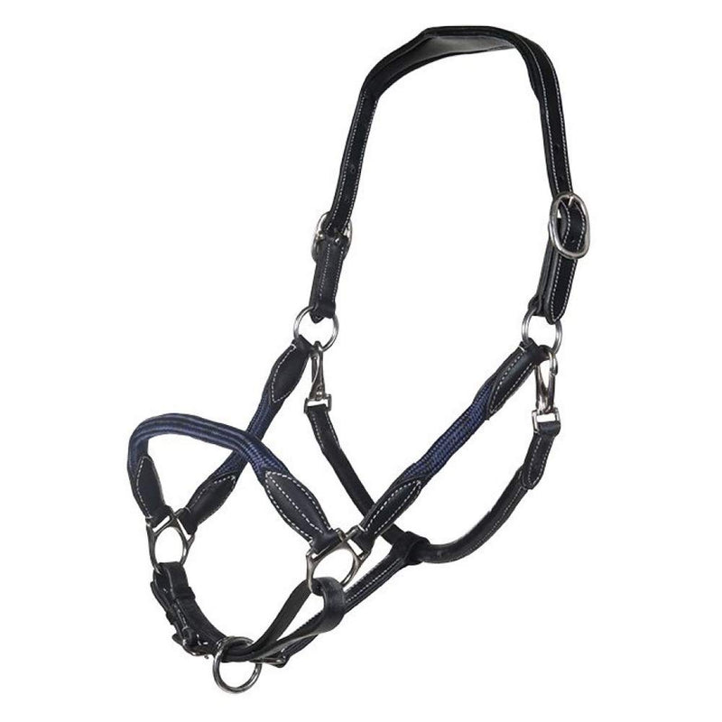 HKM LESLEY HEADCOLLAR BRAIDED LEATHER ENDS BLACK/NAVY
