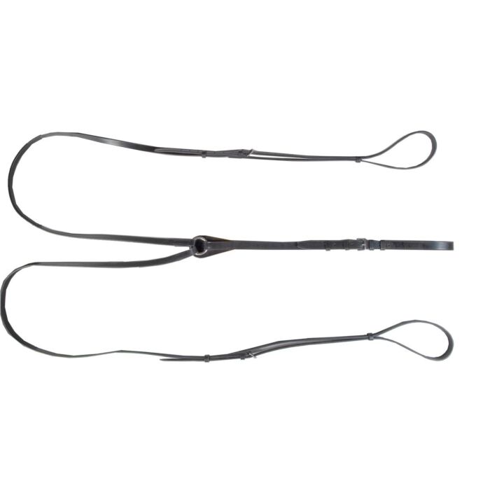 HKM TRIANGLE DRAW REINS WITH STAINLESS STEEL FITTINGS BLACK