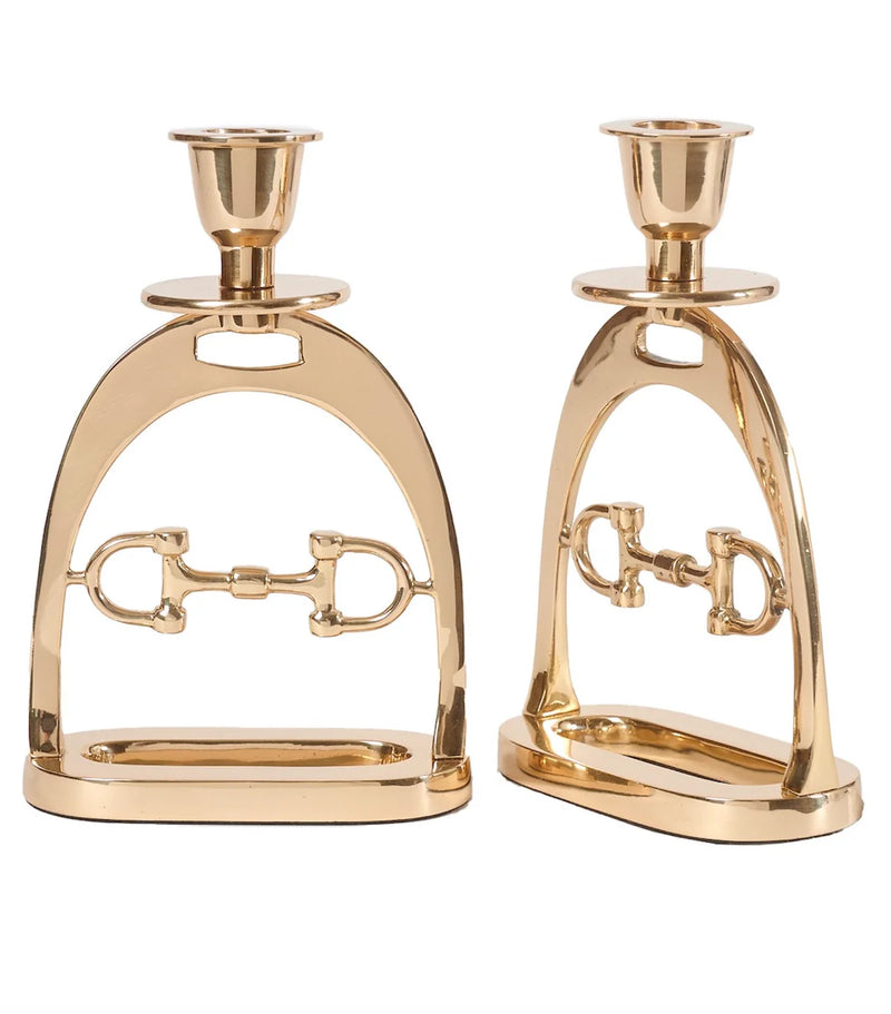 ADAMSBRO GOLD SNAFFLE BIT CANDLEHOLDER SET