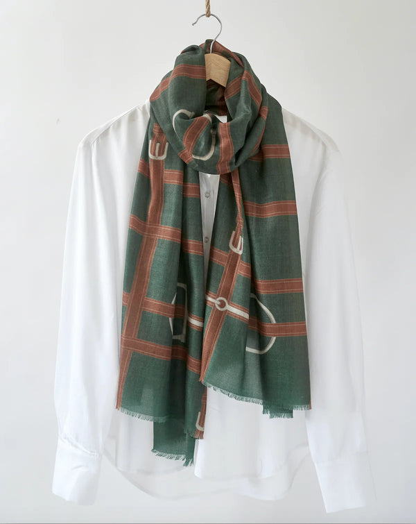 ADAMSBRO 100% CASHMERE SCARF BIT GREEN