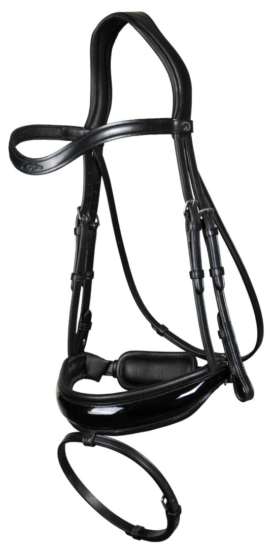 DY'ON PATENT LARGE CRANK NOSEBAND BRIDLE WITH FLASH BLACK