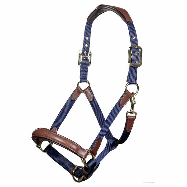 HKM LUNA HEADCOLLAR BRAIDED LEATHER ENDS NAVY