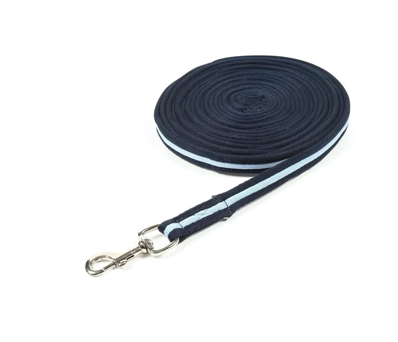 HORSE GUARD SOFT LUNGING REINS NAVY/LIGHT BLUE