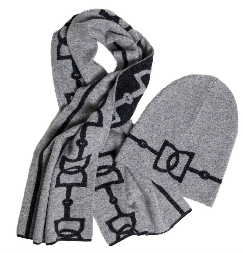ADAMSBRO BEANIE & SCARF SET GREY