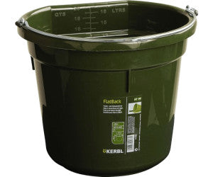 KERBL FLATBACK FEED AND WATER BUCKET GREEN 20L
